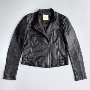 Mango Genuine Leather Women's Biker Jacket - XS